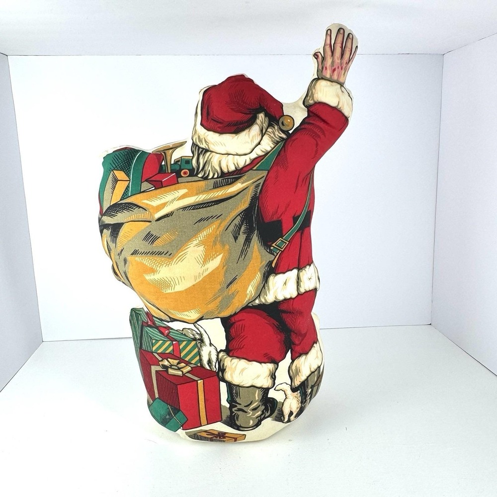 Vintage 20" Waving Santa Claus Weighted Fabric Stand Up Christmas‎ Decor - Picture 3 of 8